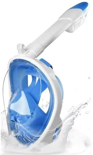 LCQSYE Tauchmasken Unterwasser Schnorcheln Volle Gesicht Erwachsene Kinder Schwimmen Maske Set Scuba Tauchen Atemschutz Schnorchelmaske(Blue)