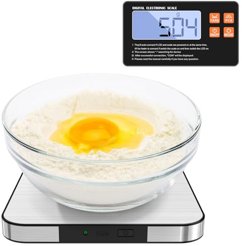 Báscula de cocina digital, 1 g/15 kg, 7 unidades, diseño pequeño dividido, báscula de cocina, con pantalla LCD independiente, función de conteo y tara, 4 pilas, ligera y precisa (1 g a 15 kg)