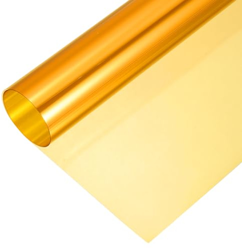 QUARKZMAN Pellicola Iridescente per Finestre, 30 cm x 100 cm Film Olografico in PVC Tessuto Dicroico Rotolo di Carta Vinile Trasparente per DIY Craft Incarto Regali Decorazione Borsa, Oro