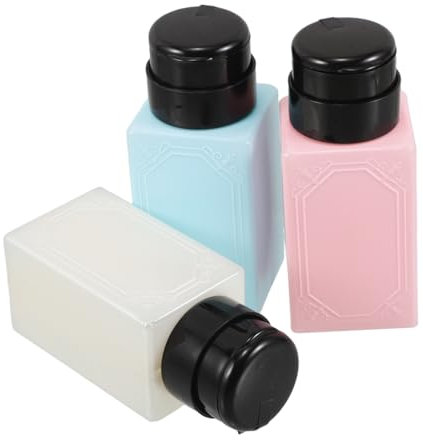 DEARMAMY 3pcs Empty Push down Pump Dispenser Bottles for Nail Polish Remover Liquid Pump Containers for Cosmetics Remover