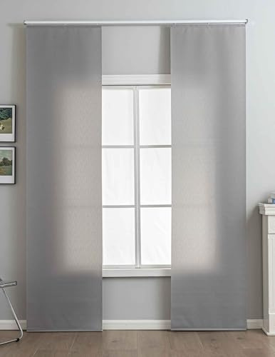 Gardinenbox 2er Set Schiebegardine »New Amsterdam« HxB245x60 cm Grau Strukturiert, Modern, schlicht und vielseitig einsetzbar mit Paneelwagen und Beschwerungsstange 2024740-2