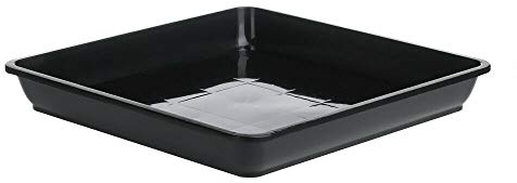 Quadratisches Pflanztablett, Blumentopf-Tropfschalen für Gartenbau, Innen- und Außenbereich, wasserdichte Kunststoff-Gartenpflanzenschalen (30 x 30 cm, Schwarz)