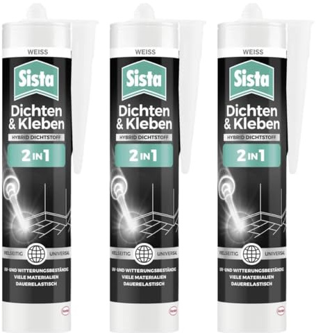 Dicht- und Klebstoff 2-in-1 – UV-beständig, silikonfrei, schimmelresistent, dauerelastisch – Für Fenster, Türen, Bad & Außenbereich (3 x 280ml)