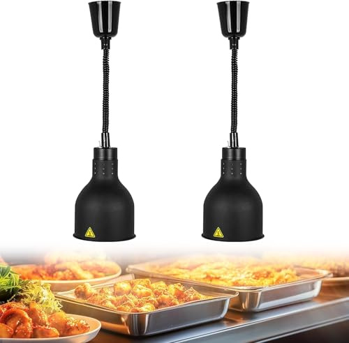 YAOYAOO Lampada Riscaldante Cucina Professionale, Regolabile Lampada per Riscaldare Alimenti, Lampada Scaldavivande Ristorante con Lampadina da 250W per Hotel, Buffet, Catering(A-19CM,2 Stück)