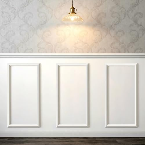 Peel and Stick Wall Molding Kit, INMOZATA 3 Set Paintable Pre-Cut Wainscoting Wall Panels for Accent Wall Decor Nursery Bathroom Dining Room Wall Frame Molding Trim (24 x 12)
