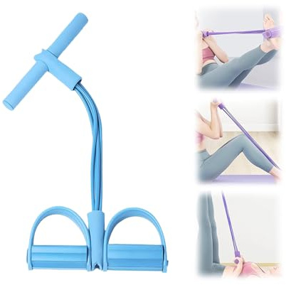 Multifonctionnelle Bandes De Résistance Fitness, Sit-Up Bodybuilding Expander, 4 Tubes avec Pédale De Traction pour Chevilles Et Bandes D'Étirement, Pédale Pull Cordes Élastique Sport Expander