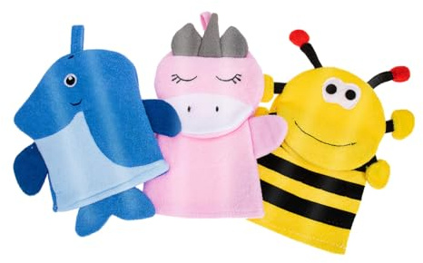 VALICLUD 3 pièces de Exfoliants Garçon Fille de Bain Mignons Animaux Abeille Licorne Doux et Durables pour Nettoyage Corporel Complet
