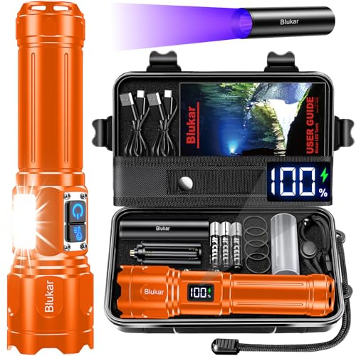 Blukar Torcia LED Potente Professionale, Super Luminoso Torcia Zoomabile