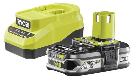 RYOBI 18 V ONE+ Akku-Starterset RC18120A-125, inkl. 1x 2,5 Ah Akku und 2,0 A Ladegerät