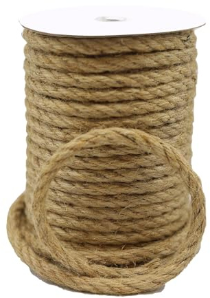 Jute Rope 49 Feet 8mm - Natural Heavy Duty Sisal Twine | Pet-Safe for Cat Scratch Posts, Crafts, Bundling & Hanging (Natural, 8MM-49FT)