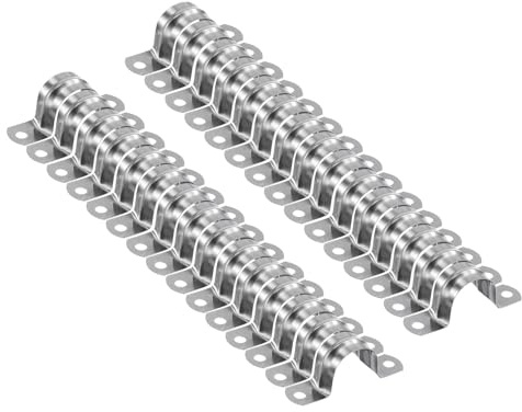 QUARKZMAN 30 Stück 27mm Rohrschellen, Kabelkanal Klemmen M27 U-Rohrschelle Edelstahl Starre U-förmige Halterung mit Zwei Löchern für Rohr Schlauch Draht Kabel Befestigung