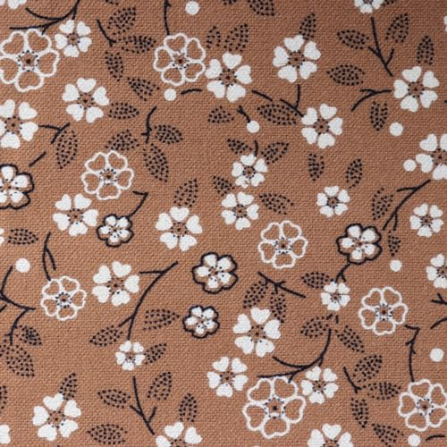 Vayliro 1m Baumwollstoff Breite 148 cm Bedruckter Baumwoll Stoff Blumenmuster Gestrickte Stoffe Kleiderstoff Meterware Dekostoffe für DIY Nähen Kunsthandwerk Kleidung Vorhang Tischdecke,Khaki