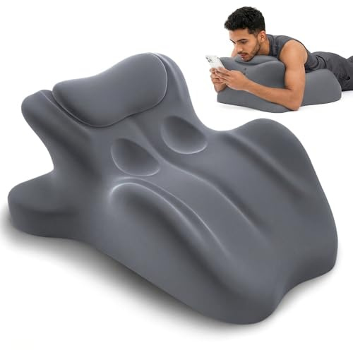 Ergonomic Prone Pillow for Stomach Lying, Multi-Angle Face Down Pillow for Reading in Bed & Phone Use, Breathable Comfortable Support Cushion for Relaxing, Lumbar Back Support for Sleeping