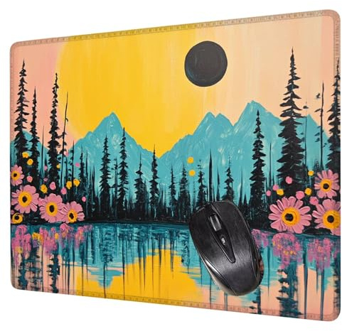 Alfombrilla Ratón Amarillo Mouse Pad Rosa Alfombrilla Escritorio, 40x30x0.3cm Tapete Rato, con Base de Goma Antideslizante, Mejora la precisión Velocidad Pequeña Mousepad Portátil para Gaming H0-179