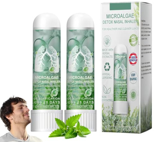 2 Pcs Lung Cleanse Nasal Inhaler Stick,Portable Nasal Inhaler Refreshing Respiratory Care Quickly Relieve Discomfort