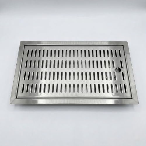 ich-zapfe.de Tropfblech CNS zum Einlassen 440 x 240 mm Edelstahl mit Ablaufstutzen und Schlitzblech - Ideal für Gastronomie Bars Kneipen Hausbrauen Zapfhähne
