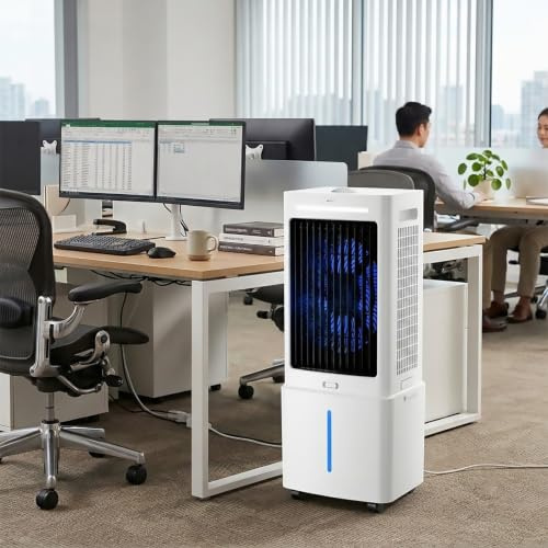 Aire Acondicionado Portátil Pequeño, Enfriador Portátil de 3 Velocidades, Temporizador de 12 Horas, Bolsas de Hielo, Ventilador de Enfriamiento para Coche, Dormitorio, RV, Oficina e Interiores