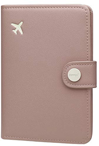 ZOPPEN Passport Holder Women, Passport Cover Travel Wallet Rfid Blocking Passport Wallet Cover Case Travel Essentials Document Organizer, Dusty Pink