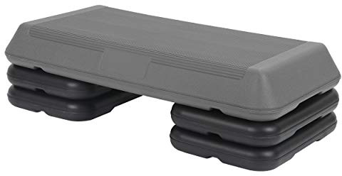 HomGarden Justerbar aerobisk stegträning steg med 4 höjare fitness och övningsplattform tränare stegare (71 cm grå)