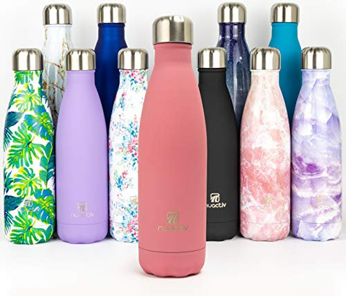Nuactiv Edelstahl-Trinkflasche, Isolierflasche, Hält 12 Stunden Heiß & 24 Stunden Kalt, BPA-Frei, 500 ml Sportflasche, Doppelwandig, Auslaufsicher - Ideal für Kinder, Reisen, Sport & Fitnessstudio