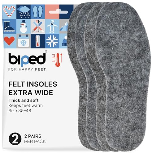 biped 2 paia di solette in feltro extra larghe - Solette invernali riscaldanti per scarpe extra larghe, scarpe da lavoro, stivali, scarpe da trekking e scarpe da ginnastica z2787(44)