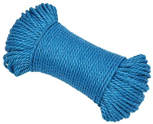 vidaXL Arbeitsseil Bodenarbeitsseil Arbeitsleine Mehrzweckleine Seil Bootsleine Allzweckseil Schnur Tau Leine Gedreht Blau 8mm 100m Polypropylen