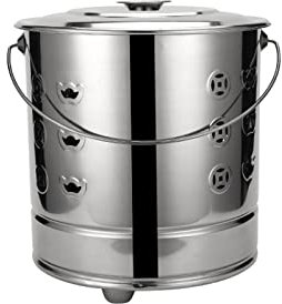 Barril Fuego Horno Jardín Barril Pinzas Horno Fuego Combustión Acero Inoxidable Cesta Fuego Barril De Lluvia Barril Acero Inoxidable Horno Barril Lluvia Patio Desechos Jardín Patio Al Aire Libre,Plata