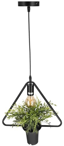 EDO Pendant Lamp Decorative Hanging Lamp with Pot and Flower MEA Triangle Pendant Lamp, Geometric, Triangle, Plant Pot, Natural Designer IP20, E27, EDO777545 EDO