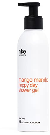 NIKECOSMETICS - Gel de Ducha Mango Mambo Happy Day 250 ml, Aroma Tropical, con Aloe Vera, Limpieza Profunda y Suave, Hidratante, Antiséptico, Fórmula Vegana, Todo Tipo de Pieles