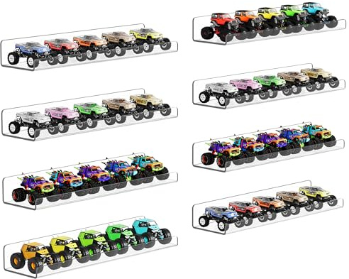 upsimples 8 Pack Acrylic Shelves Wall Organizer and Storage, 15 Display Shelf for Figure, Toy Cars, Perfume, Kids Bookshelf for Bedroom, Nursery, Craft Room, Clear