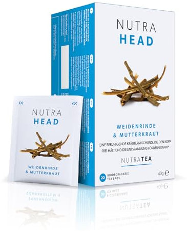 Nutra Tea NUTRAHEAD, Kopf Entspannungstee unterstützt natürliche Ruhe & Wohlbefinden, Lavendel Tee für erholsamen Schlaf, 20 wiederverwendbare Teebeutel, Schlaftee mit Lavendel & Pfefferminze