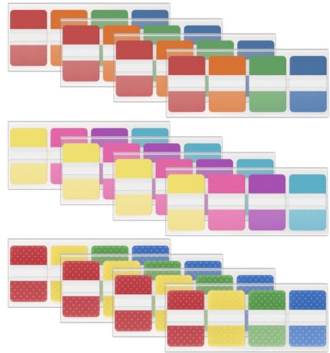KICNIC Sticky Index Tabs 960 Pcs, 1 inch Divider Tabs Stick On, Page Marker Bookmark, Write Tab Flags Self Adhesive, 12 Dispensers, 20 Pcs/Color