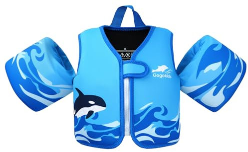 Gogokids Kids Swim Vest Arm Bands, Toddlers Swimming Float Jacket with Two Armbands Children Swimming Buoyancy Flotation for 3-6 Years/19-30 KG Perfect for Pool, Swim Lesson, Beach and Water Party