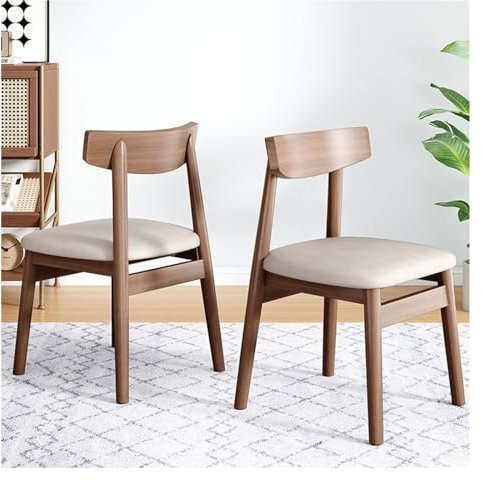 Esszimmerstühle Mid-Century Modern Akzentstuhl Leder Küchenseitenstühle Bequeme Holzstühle mit offener Rückenlehne für Wohnzimmer/Lounge/Restaurant (Farbe: 2 Stück)