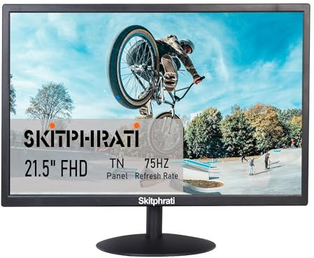 SKitphrati 22 Inch Monitor, Gaming 75Hz, Full-HD(1680 x 1050), 16:10, Eye-Care, 75 x 75 mm VESA Mountable, Adjustable Tilt, HDMI, VGA, for PC Laptop