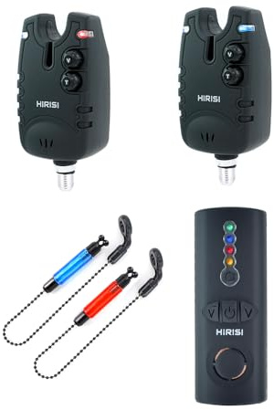 Hirisi Tackle Drahtloses Karpfenangeln Bissanzeiger Set 4+1Wasserdichtes Angelzubehör Bissanzeiger mit Funk (FBA-SQ--2)