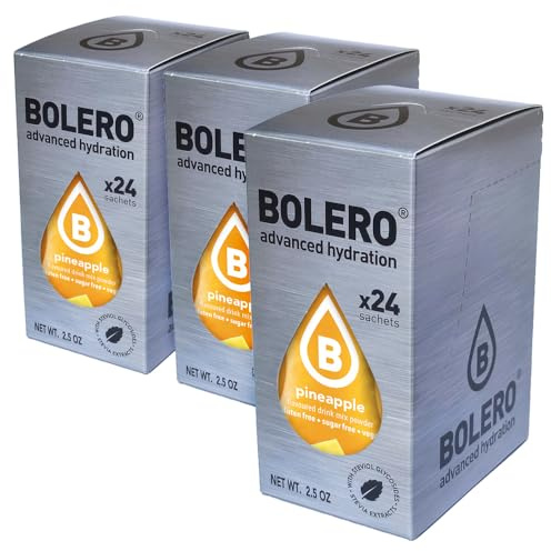 SET 72 BOLERO DA 3 GRAMMI PINEAPPLE Preparato istantaneo per Bevande con Stevia e Vitamina C e Senza Zucchero