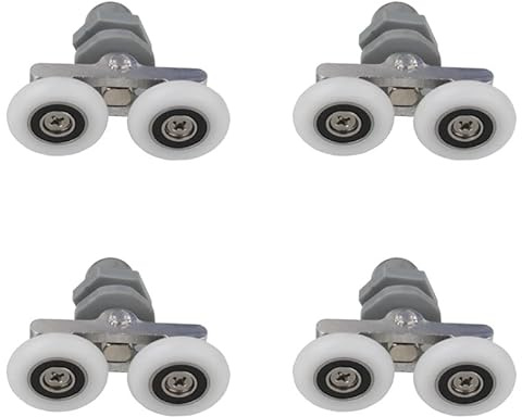 4 x gebogene Duschtürrollen, Badezimmerrollen, 25 mm Türrolle, Ersatzteil, Duschglastürrollen, Doppelschieberolle