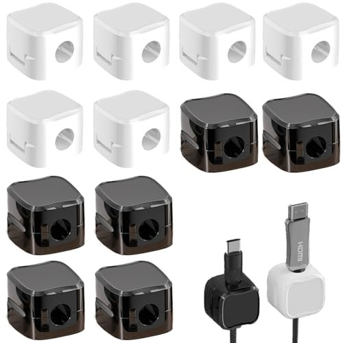 12 Pack Magnetic Cable Holder,Magnetic Cable Tidy Clips, Strong Self Adhesive Cord Organizer Holder, Adjustable USB Wire Manager Keeper, Hide Cable Management for Home Office Kitchen Wall Car Desk Be