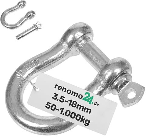 Renomo24 100x Schäkel Traglast 100 kg (WLL) 6 mm, geschweift und aus verzinktem Stahl, hochfeste Bügelschäkel für privaten Gebrauch, sowie für Industrie & Kettenanwendungen jeglicher Art