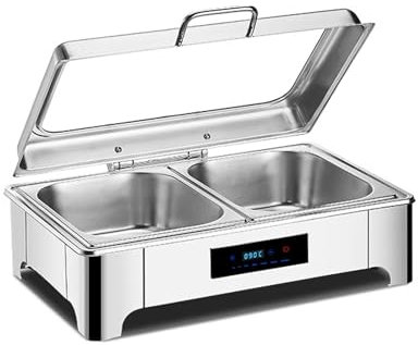 Catering Food Warmers Electric Touch Temperature Control with Transparent Cover Chafing Dishes for Buffet Removable Design for Catering, Parties(13L 1/2 Size)