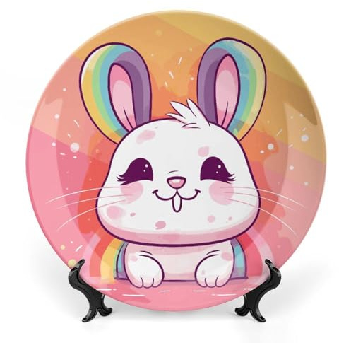 JTKBNVM Assiettes décoratives en porcelaine anglaise de 18 cm avec support de présentation faites à la main pour la maison et le bureau