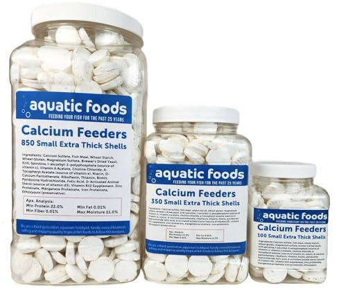 Aquatic Foods Inc. Calcium Enriched Food Shells, Small Extra Thick Shells for Shrimp, Snails, Crabs, Crayfish, Hermit Crabs Plecos, Catfish, Bottom Fish, All Tropical Fish.…100 Count Jar