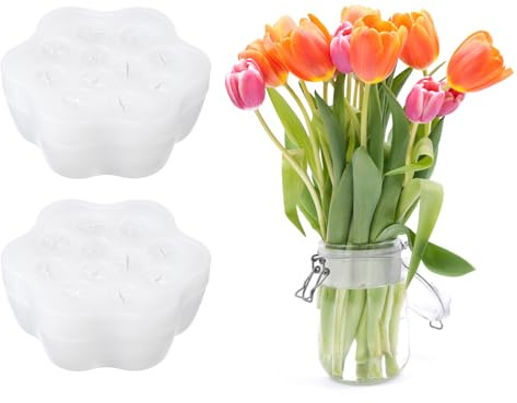 PATIKIL Stamhållare för blommor, 2 st silikonblomma stjälkar hållare spiral Ikebana liten blomsterarrangör twist gör-det-själv bukett blomnät för hem kontor bröllopsdekoration, genomskinlig