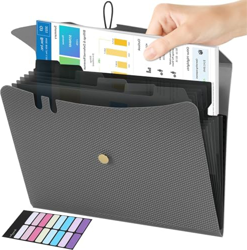 Cartella Portadocumenti A4, Raccoglitore Documenti Espandibile con 7 Tasche, Portatile Cartelle a Soffietto con Coperchio, Porta Documenti per Casa Scuola Ufficio
