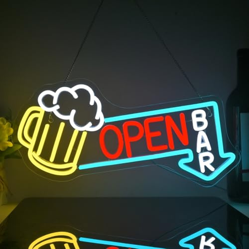 Looklight Neon kall öl skylt, LED-skylt med text för bar OPEN, LED-ljus skylt med USB-justerbara pilar för bryggeri, klubb, nattklubb, fest, present