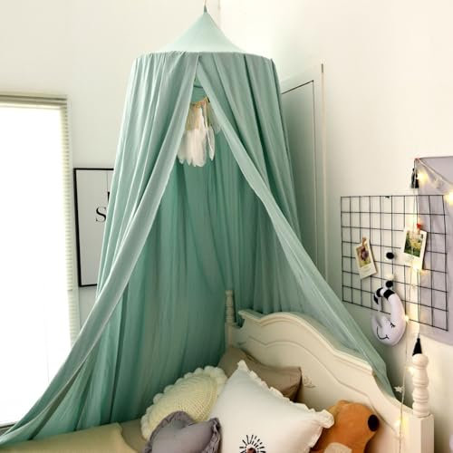AQCQDQ Baldachin Kinderzimmer Betthimmel Rund Hängende Prinzessin Moskitonetz Kinder Spielzelte Deko Vorhang für Kuschelecke Leseecke (dunkelgrün)