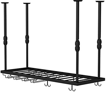 YQYQMZDP An der Decke hängendes Weinregal, an der Wand montiertes Weinregal, Weinregal aus Schmiedeeisen für die Küchenbar, Glasbecher-Organizer für Stielgläser/Stielgläser - verstellbar (Größe: 120