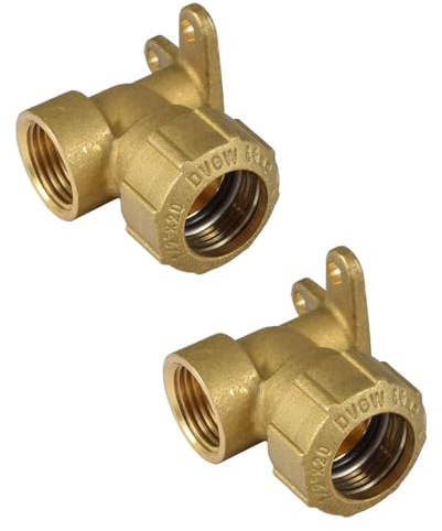 Agora-Tec® Messing Fitting Wandwinkel 1/2 Zoll IG | 20 mm PE-Rohr | 2 Stück |