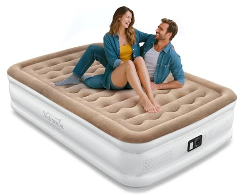 NatraCalm Air Mattress Full with Built in Pump, Blow Up Mattress Full, Upgraded Inflatable Mattress for Home Camping Guest Bed, Soft Wave Flocked Top, Comfort and Portable Air Bed, colchon inflable